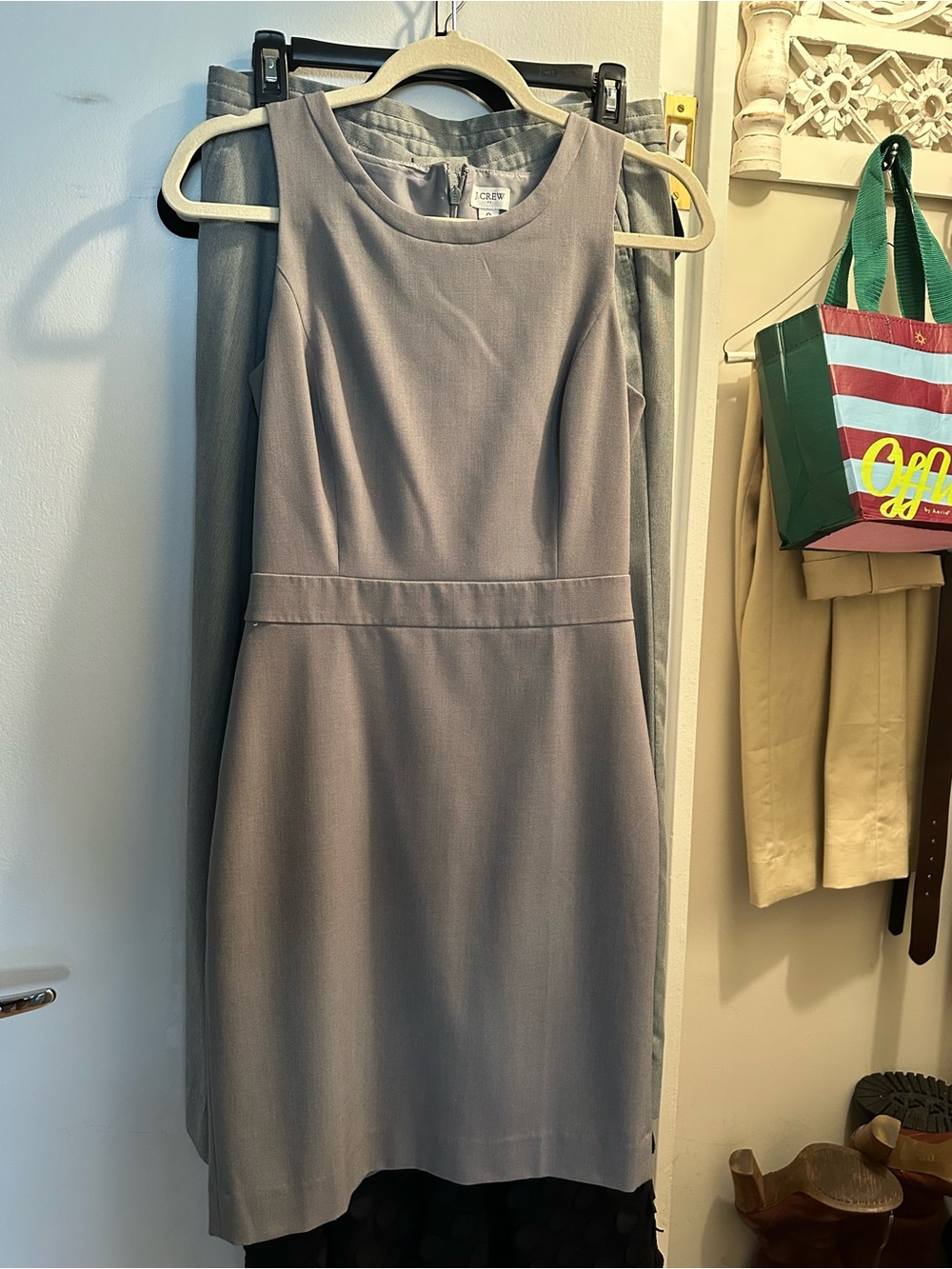 J. Crew Sleeveless Sheath Dress in Light Gray